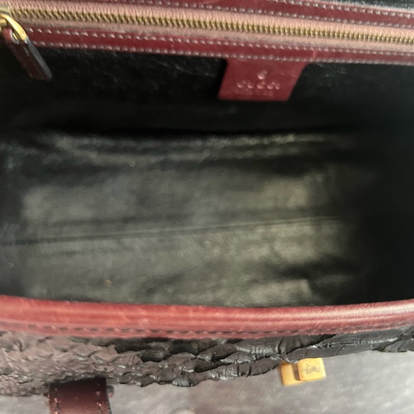 Auth.GUCCI 100% real python skin and burgundy leather shoulder bag,excellent - Picture 14 of 16
